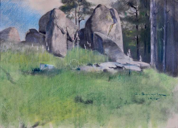 Charles Spindler - Paysage vosgiens aux rochers et forêt
