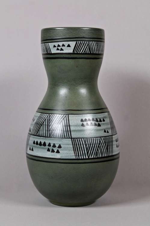 Fernand Elchinger - Grand vase double lobe à décor géométrique fantaisiste