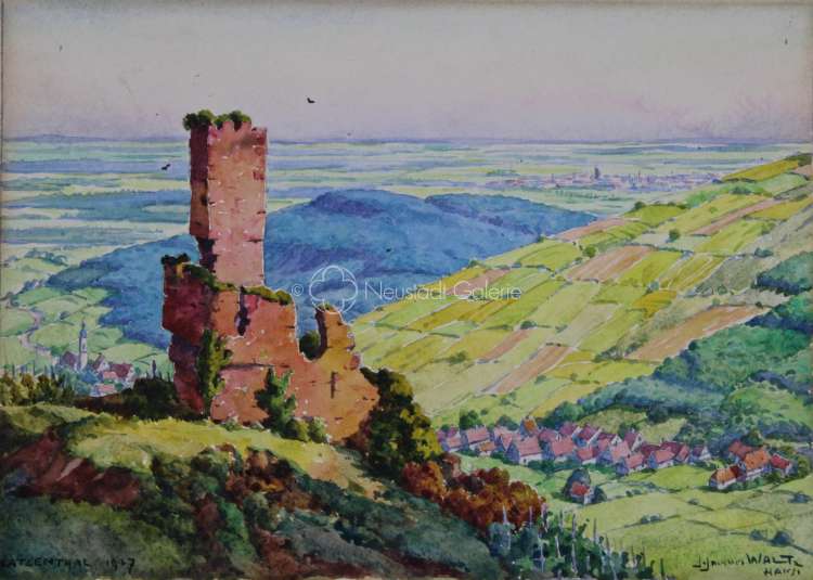 Jean-Jacques Waltz - Vue su le château du Wineck et du village de Katzenthal