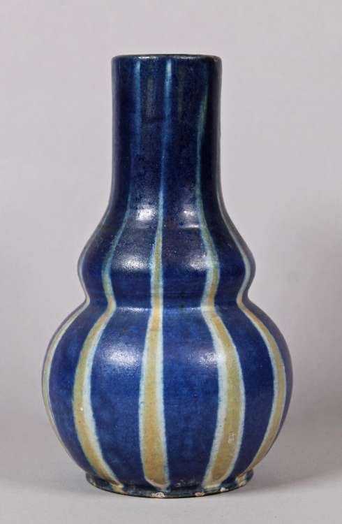 Ernest Jean Xavier Elchinger - Vase balustre à rayures bleus et gris