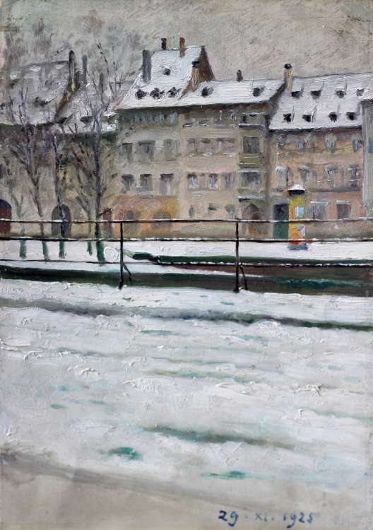 Jules Jaeger - Quai à Strasbourg sous la neige