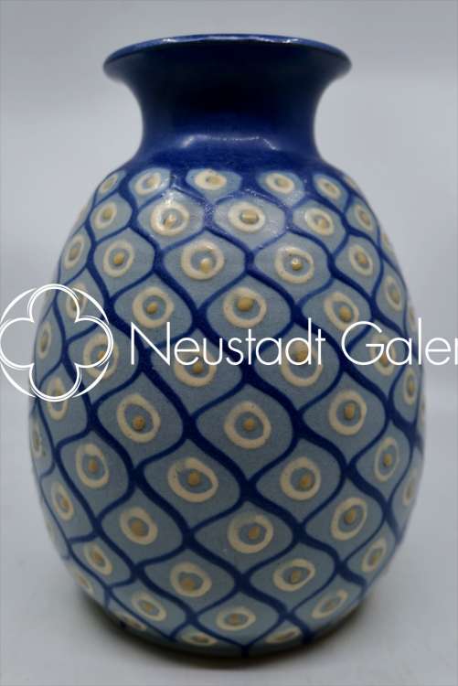 Léon Elchinger - Grand vase à résilles bleues
