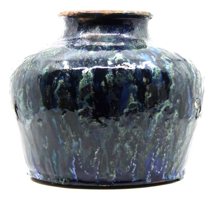 Léon Elchinger - Vase à coulures bleues et vertes