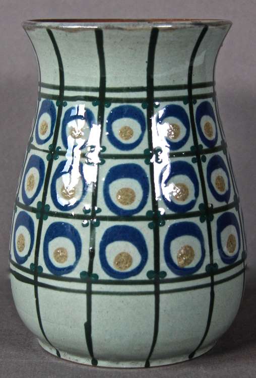 Léon Elchinger - Vase à décor de carreaux et plumes de paons