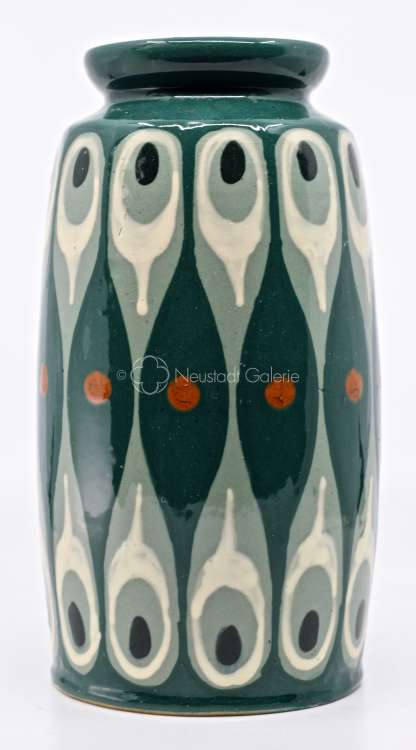 Léon Elchinger - Vase à décor de formes géométriques libres sur fond vert