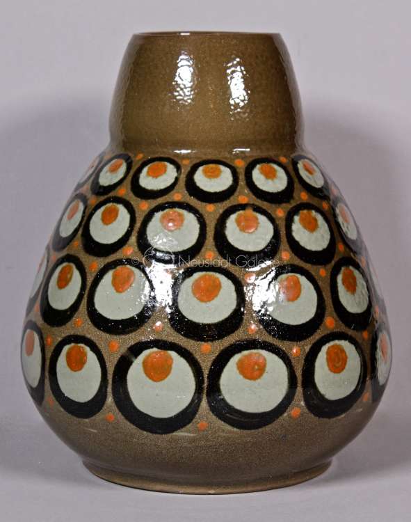 Léon Elchinger - Vase à décor de plume de paon