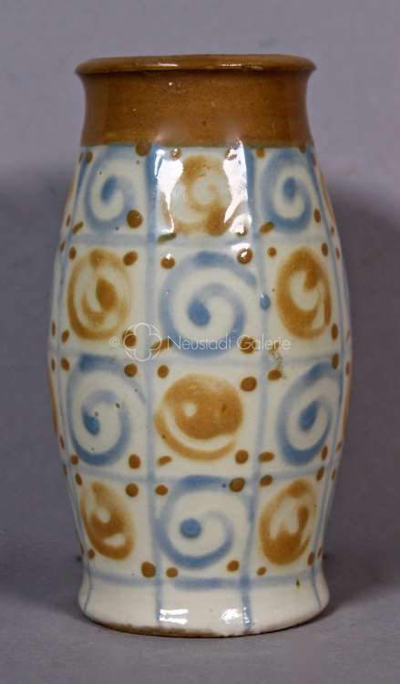 Léon Elchinger - Vase à décor de spirales bleues et jaunes