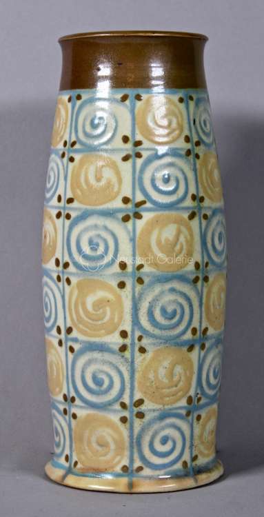 Léon Elchinger - Vase à décor de spirales jaunes et bleues