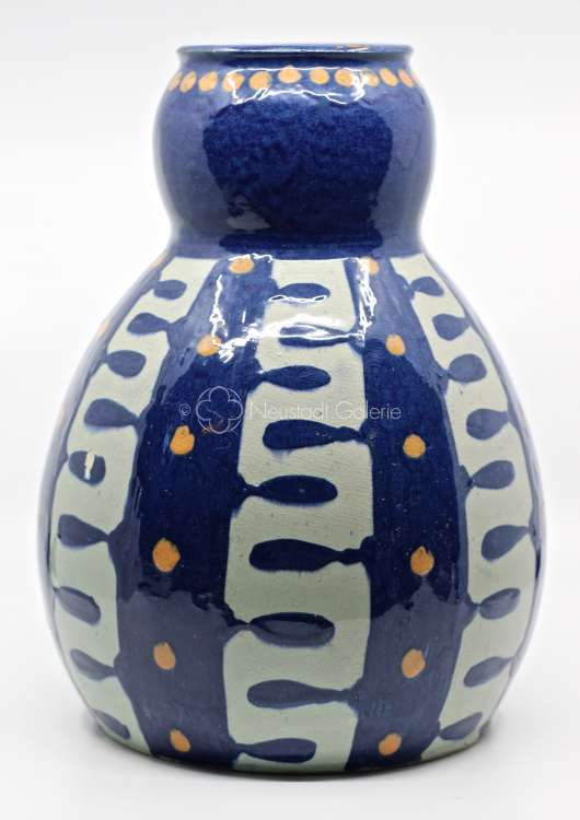 Léon Elchinger - Vase à décor géométrique bleu et gris