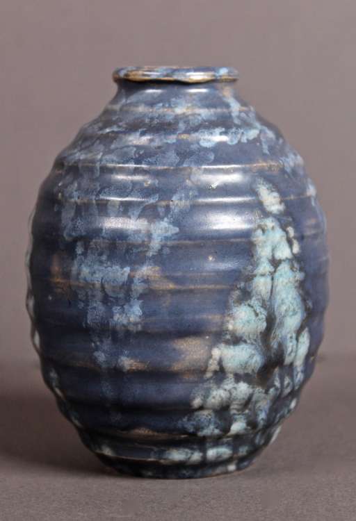 Léon Elchinger - Vase de couleur bleu marbré