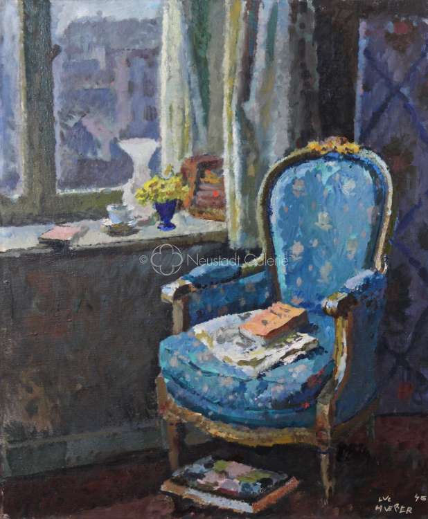 Luc Hueber - Intérieur au fauteuil bleu et à la fenêtre