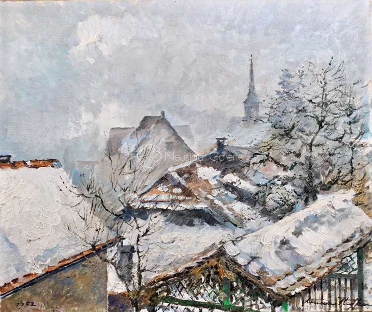 Lucien Haffen - Le village de Belmont sous la neige (Bas-Rhin)