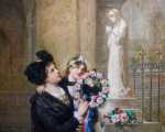 Adolf Weisz Alsacienne et son enfant déposant une couronne de fleurs au pied de la statue de la Vierge Marie (détail). Adolf Weisz