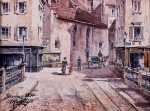 Albert Koerttgé Rue à Strasbourg aquarelle (détail). Albert Koerttge