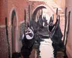André BRICKA Petit Cana à Venise Huile sur toile (détail). André Bricka