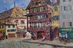 André SCHMITT Place du Marché-aux-Cochons-de-Lait à Strasbourg Huile sur toile, 38x46cm - 1938 (détail). André Schmitt