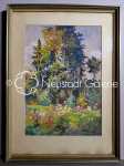 Auguste CAMMISSAR Champ fleuri près d une forêt aquarelle et gouache, 47x32,5cm (avec son cadre). Auguste Cammissar