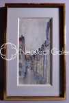 Bernard GANTNER Rue aquarelle, gouache et crayon, 30,5x15cm (avec son cadre). Bernard Gantner