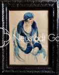 Charles WALCH Femme assise aquarelle, 60x43cm - vers 1920 (avec son cadre). Charles Walch