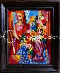 Charles WALCH Femme au bouquet huile sur panneau, 41x33cm - 1947 (avec son cadre). Charles Walch
