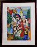 Charles WALCH Femme et enfant Gouache sur papier (avec son cadre). Charles Walch