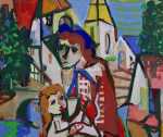 Charles WALCH Femme et enfant Gouache sur papier (détail). Charles Walch