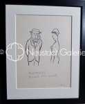 Chaval Moustache donnant l air Martial encre, 31x24cm (avec son cadre). Yvan Francis Le Louarn