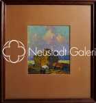 Frédéric FIEBIG Sélestat fenaison huile sur carton, 18,5x16cm - vers 1930 et 1934 (avec son cadre). Frederic Fiebig