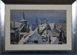 Georges RITLENG Cathédrale et toits de Strasbourg sous la neige (avec son cadre). Georges Louis Edouard Ritleng