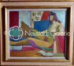 Gérard BLIEKAST Nu allongé dans un intérieur huile sur toile, 50x61cm (avec son cadre). Gérard Bliekast