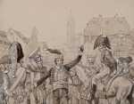 Henri GANIER TANCONVILLE Soldats de l Empire, près de Strasbourg - dessin (détail). Henri Ganier-Tanconville