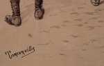 Henri GANIER TANCONVILLE Soldats de l Empire, près de Strasbourg - dessin (détail signature). Henri Ganier-Tanconville