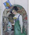 Henri LOUX Alsacienne à la cruche aquarelle (détail). Henri Loux