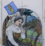 Henri LOUX Alsacienne assise avec sa corbeille- aquarelle (détail). Henri Loux