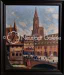 Henri MARCHAL La cathédrale de Strasbourg et le pont du corbeau huile sur toile, 65x54cm (avec son cadre). Henri Marchal