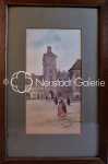 LAISE (Adam-Leonhard) Porte de l Hôpital à Strasbourg  aquarelle, 35,5x19cm (avec son cadre). Charles Adam-Leonhard