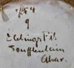 Léon Elchinger - Cache pot à décor de pommes de pins (marque). Léon Elchinger