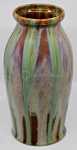 Léon ELCHINGER - Grand vase à coulures vertes, bleues, violettes sur fond ocre - vers 1900 / 1919. Léon Elchinger