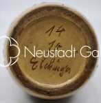 Léon ELCHINGER Petit vase à col et décor de pampres de vignes céramique, hauteur 11,5cm - vers 1900  et 1919 (marque). Léon Elchinger