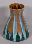 Léon ELCHINGER - Vase à coulures bleues et brunes sur fond vert. Léon Elchinger