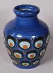 Léon ELCHINGER - Vase à décor oeil de Perdrix sur fond bleu,  vers 1900 - 1919. Léon Elchinger