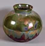 Léon ELCHINGER - Vase boule flammé aux nuances violet, or, vert, rouge, etc... Léon Elchinger