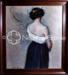 Lothar VON SEEBACH Femme de dos à l épaule dévoilée huile sur toile, 99,5x90cm - 1909 - (avec son cadre). Lothar von Seebach