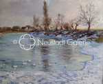Lothar VON SEEBACH Paysage de neige huile sur toile, 38x46cm - vers 1900 (détail). Lothar von Seebach