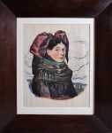 Louis-Philippe KAMM Alsacienne lithographie,35x28cm - 1920 (avec son cadre). Louis-Philippe Kamm