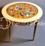 Louis WAGNER - Table de salon au décor de jeu de cartes - années 60. Louis Wagner