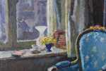 Luc HUEBER (1888 - 1974) Intérieur au fauteuil bleu et à la fenêtre (détail). Luc Hueber