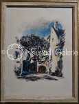 Luc HUEBER Porte à l angle de la rue des Dentelles et rue du Bouclier à Strasbourg  lithographie aquarellée (avec son cadre). Luc Hueber