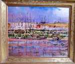 Lucien HAFFEN Bouchots à Saint-Valery-en-Caux huile sur toile, 54x65cm. (avec son cadre). Lucien Haffen