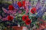 Lucien HAFFEN Bouquet de lupins et coquelicots huile sur toile, 60x73cm (détail). Lucien Haffen